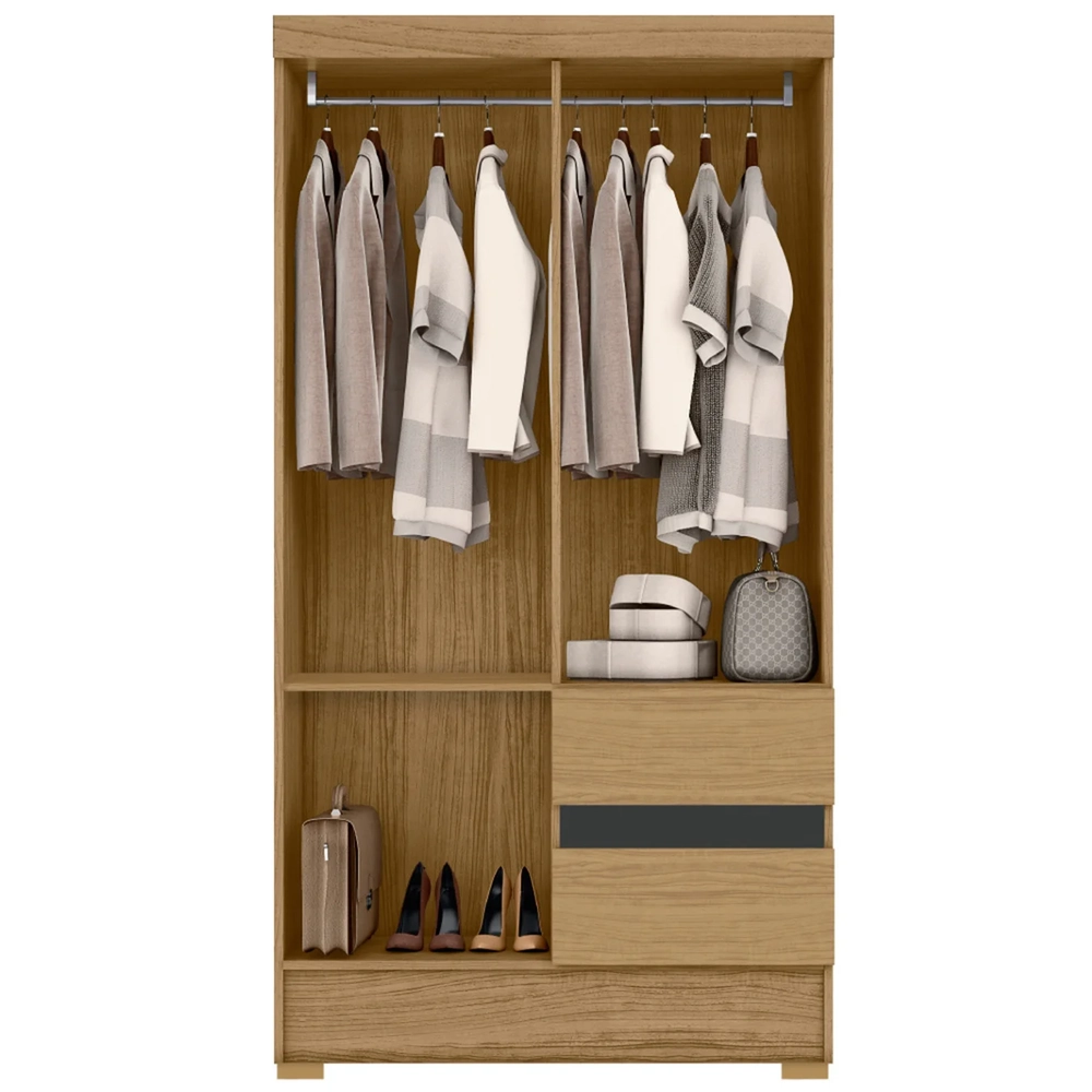 Guarda Roupa Solteiro 100cm 4 Portas Raely Atacama/Grafite A15 - Mpozenato 