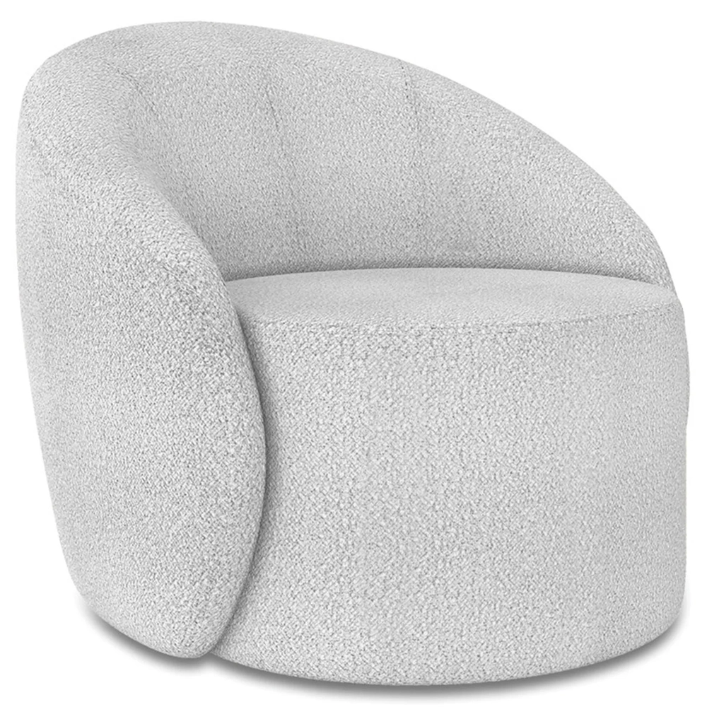 Poltrona Sala Decorativa Redonda Kit 2 Steve Boucle Cinza I01  - Mpozenato