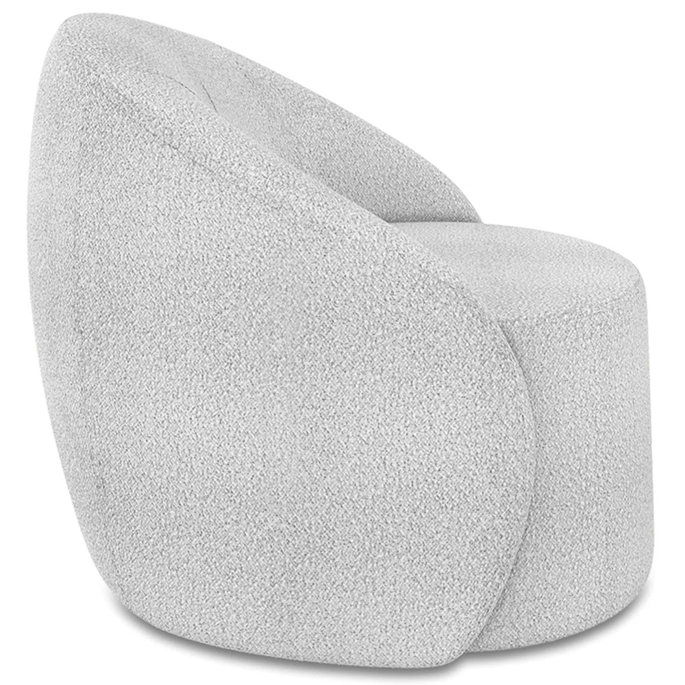 Poltrona Sala Decorativa Redonda Kit 2 Steve Boucle Cinza I01  - Mpozenato