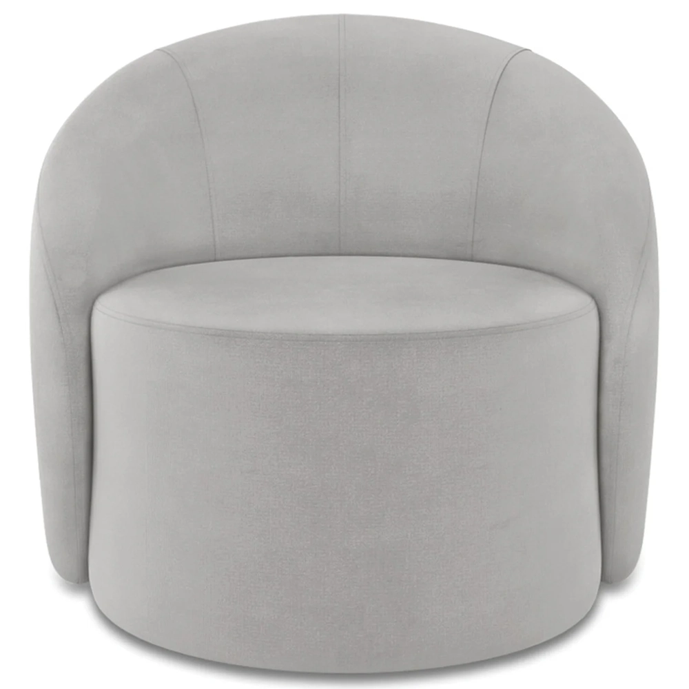 Poltrona Sala Decorativa Redonda 91cm Steve Suede Cinza I01  - Mpozenato