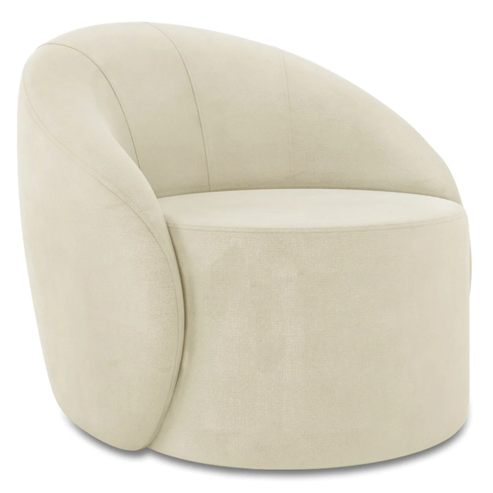 Poltrona Sala Decorativa Redonda Kit 2 Steve Suede Bege I01  - Mpozenato