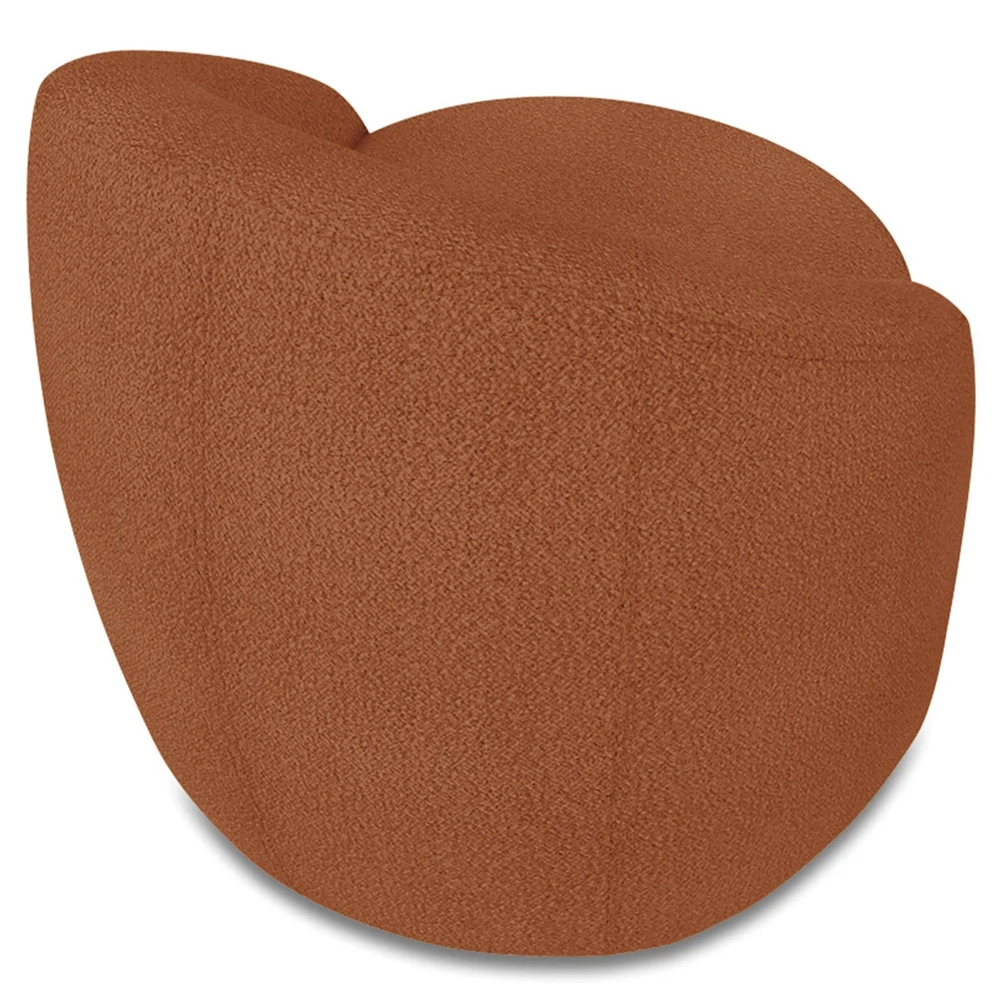 Poltrona Sala Decorativa Redonda 91cm Steve Boucle Terracota I01  - Mpozenato