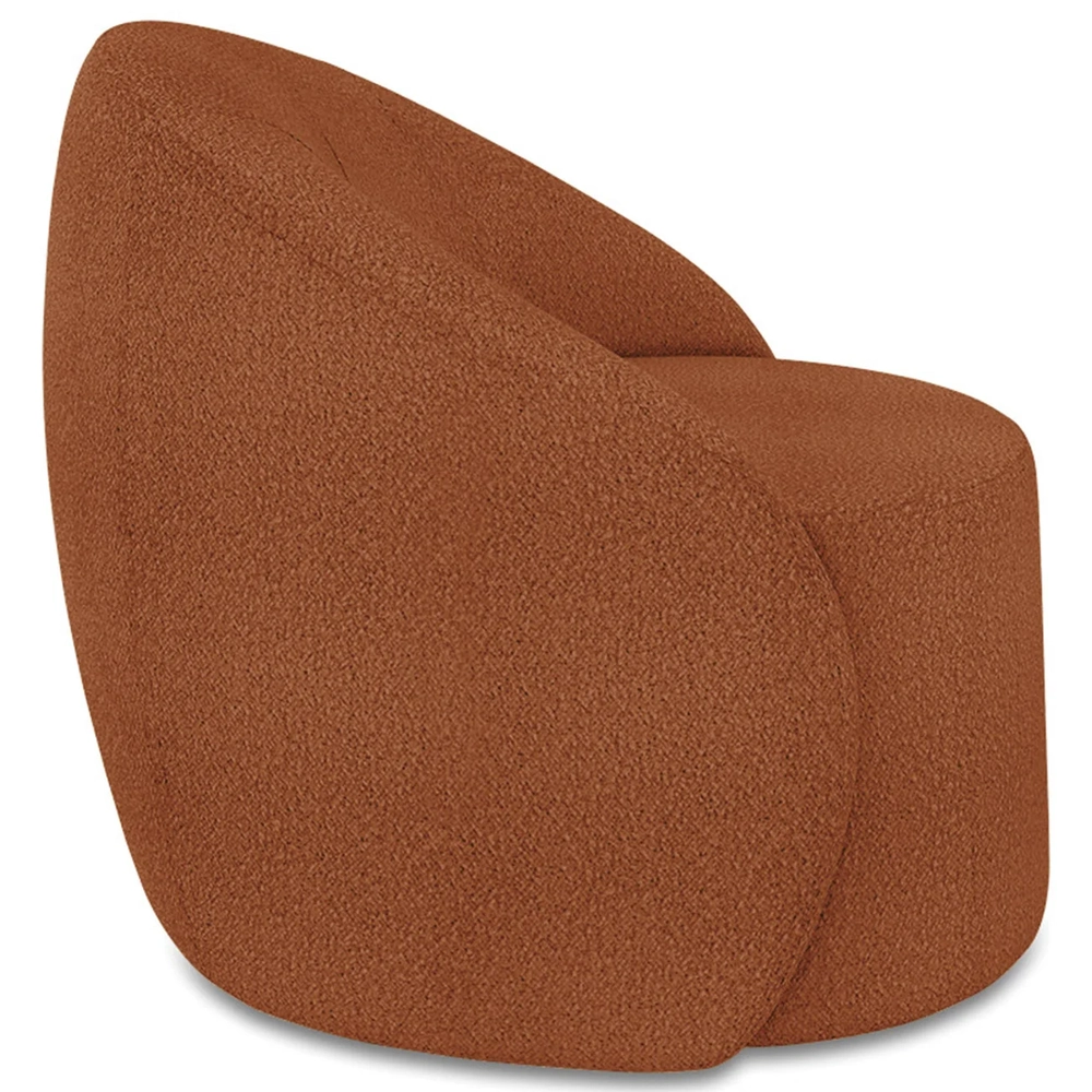 Poltrona Sala Decorativa Redonda 91cm Steve Boucle Terracota I01  - Mpozenato