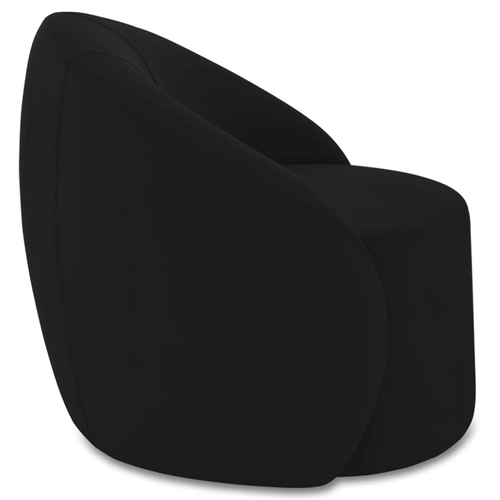 Poltrona Sala Decorativa Redonda 91cm Steve Veludo Preto I01  - Mpozenato