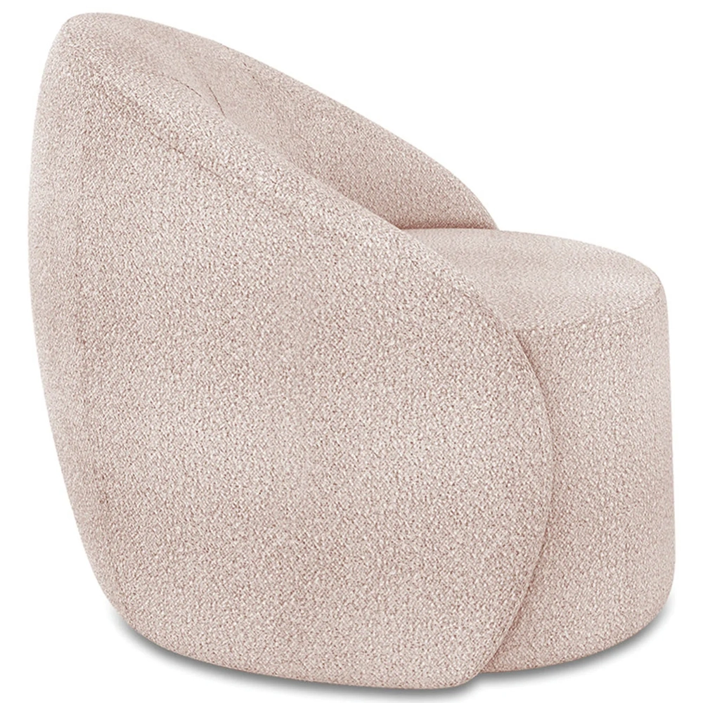 Poltrona Sala Decorativa Redonda 91cm Steve Boucle Rose I01  - Mpozenato