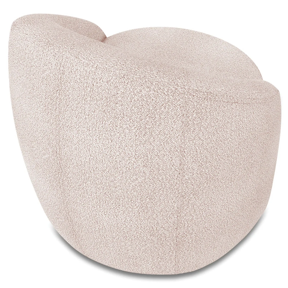 Poltrona Sala Decorativa Redonda 91cm Steve Boucle Rose I01  - Mpozenato