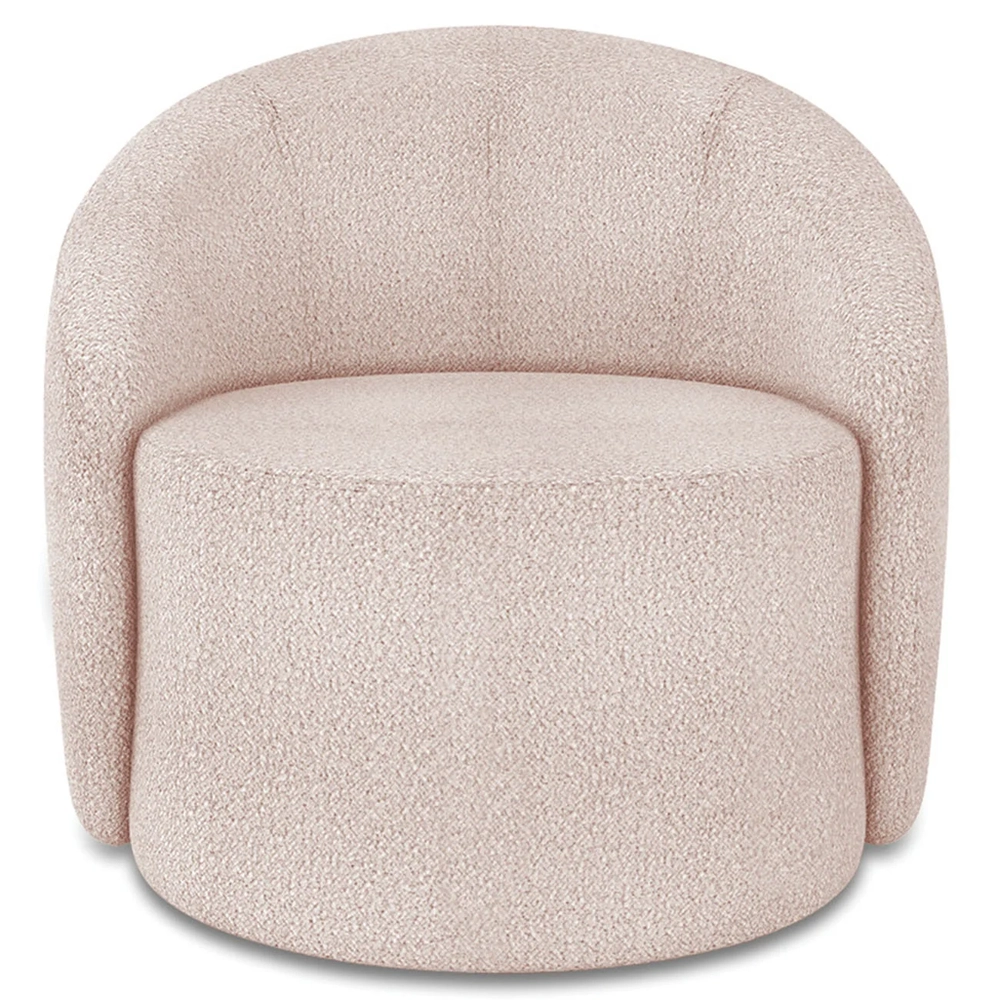 Poltrona Sala Decorativa Redonda 91cm Steve Boucle Rose I01  - Mpozenato