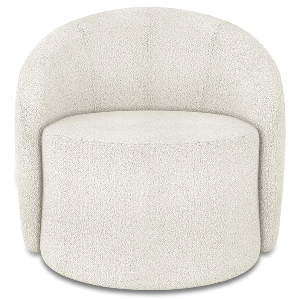 Poltrona Sala Decorativa Redonda 91cm Steve Boucle Off White I01  - Mpozenato