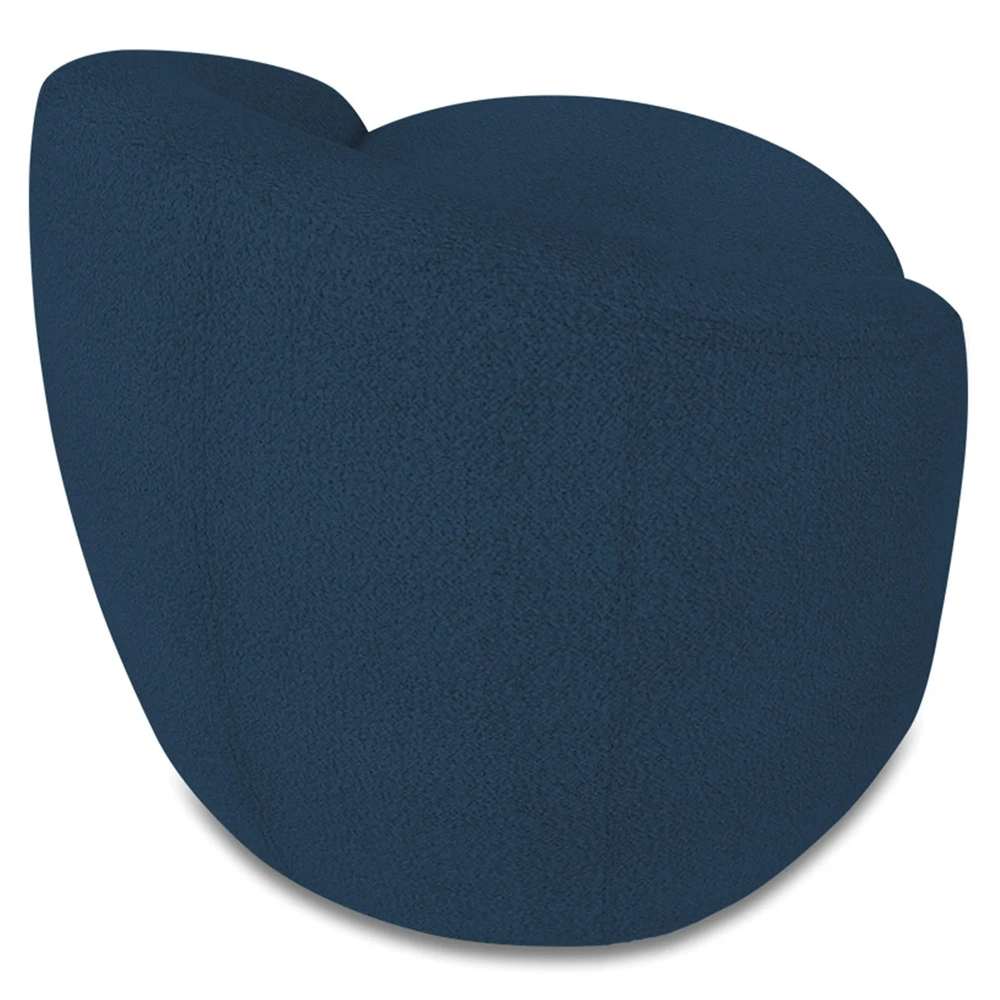 Poltrona Sala Decorativa Redonda Kit 2 Steve Boucle Azul I01  - Mpozenato