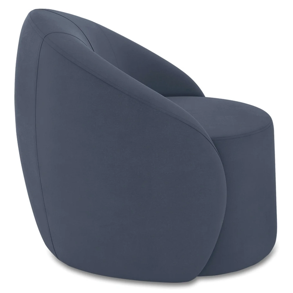 Poltrona Sala Decorativa Redonda 91cm Steve Suede Azul Marinho I01  - Mpozenato