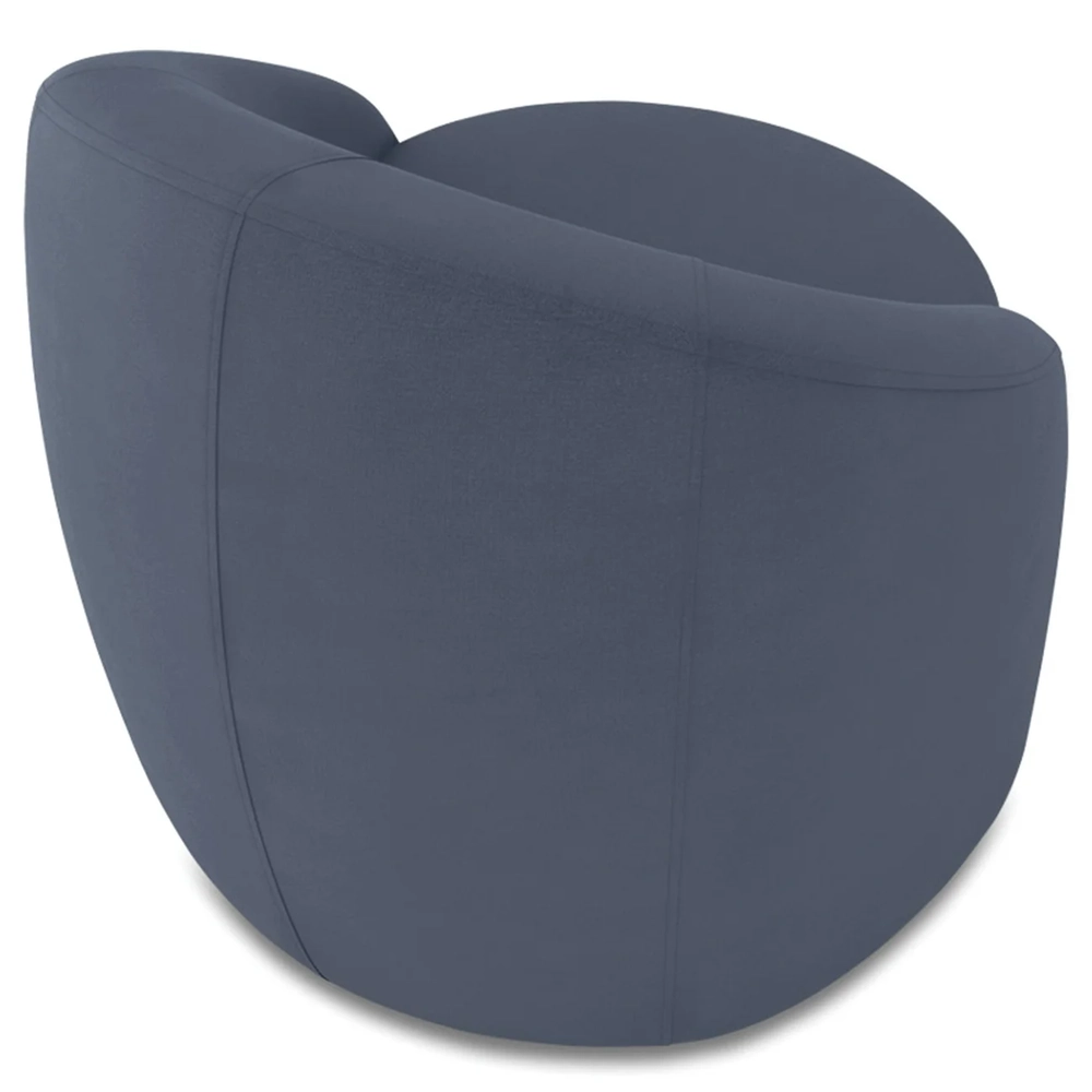 Poltrona Sala Decorativa Redonda 91cm Steve Suede Azul Marinho I01  - Mpozenato
