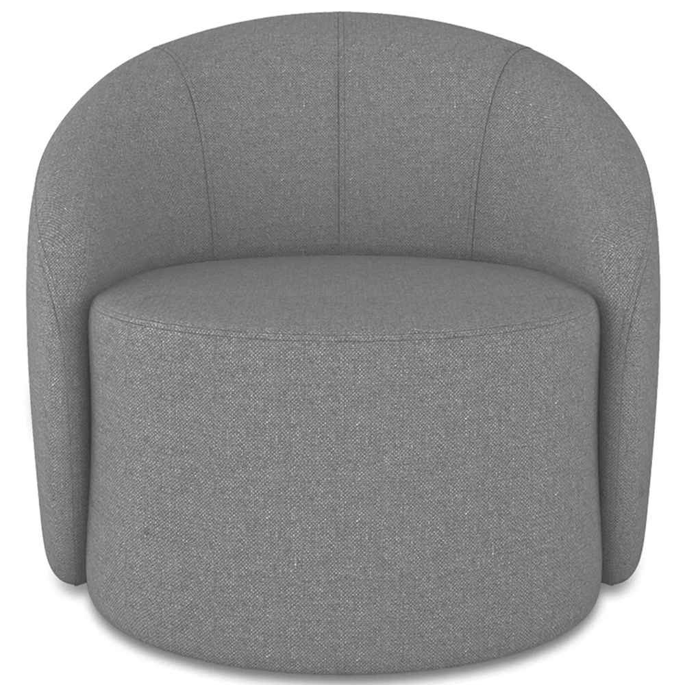 Poltrona Sala Decorativa Redonda 91cm Steve Linho Grafite I01  - Mpozenato