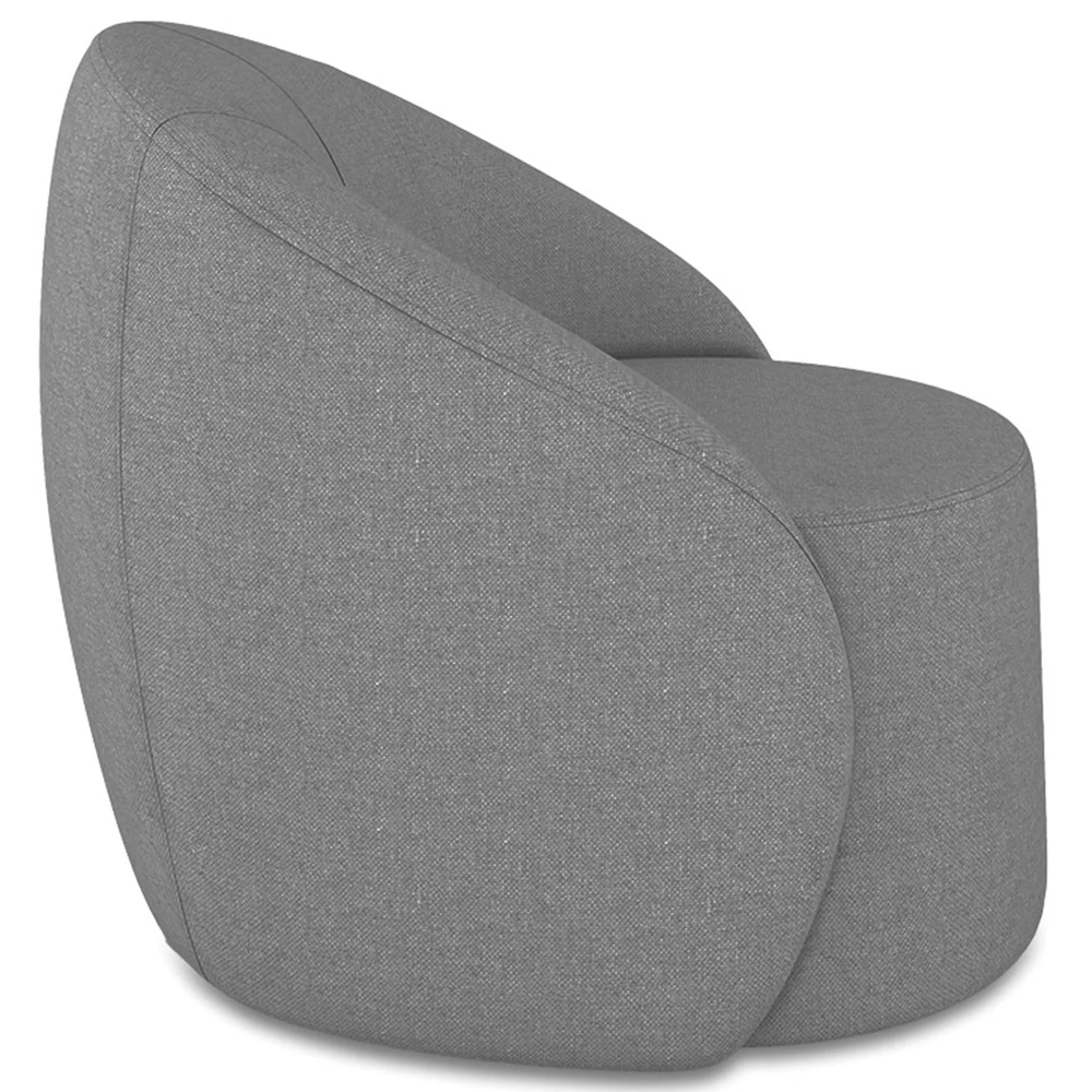 Poltrona Sala Decorativa Redonda 91cm Steve Linho Grafite I01  - Mpozenato