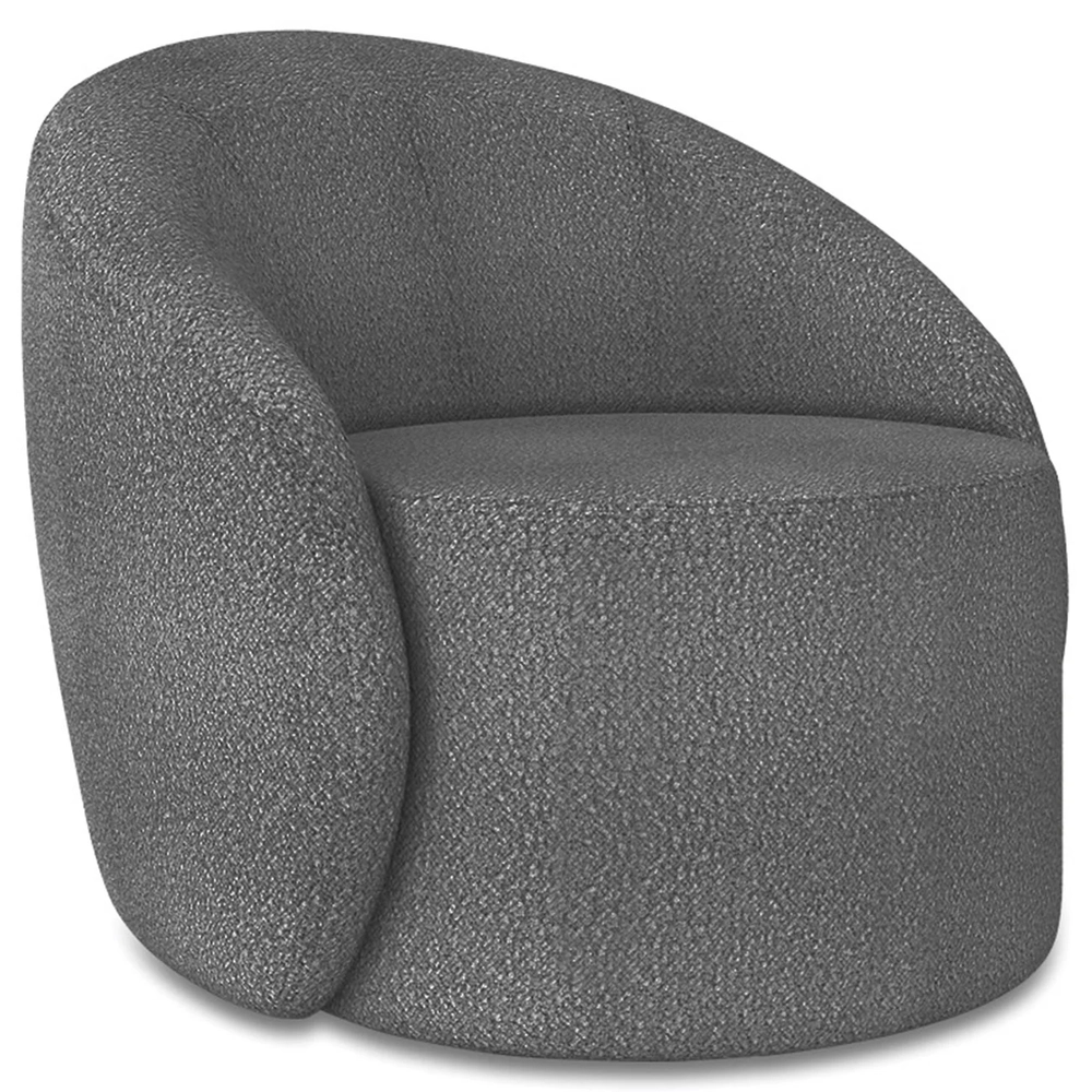 Poltrona Sala Decorativa Redonda Kit 2 Steve Boucle Grafite I01  - Mpozenato