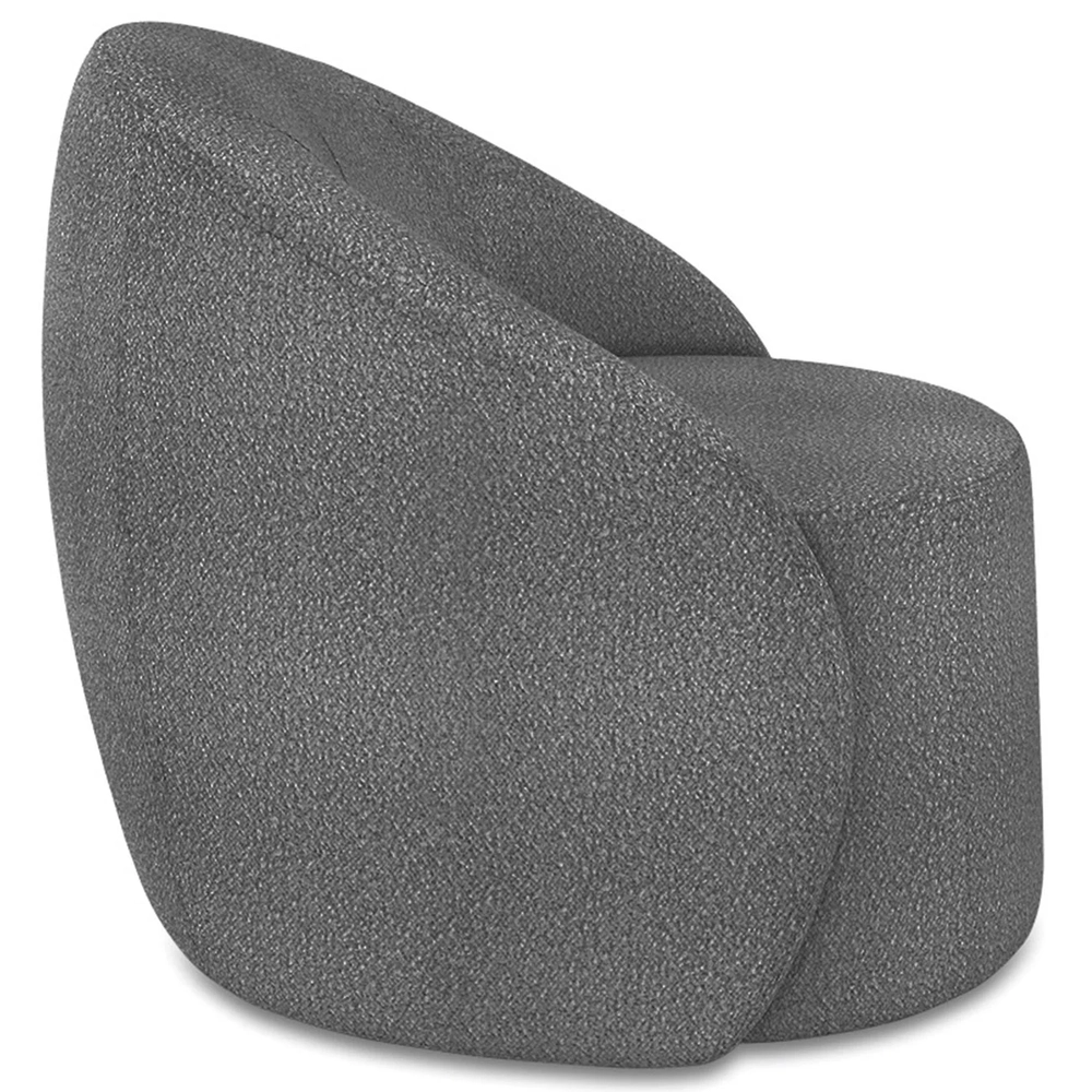 Poltrona Sala Decorativa Redonda Kit 2 Steve Boucle Grafite I01  - Mpozenato