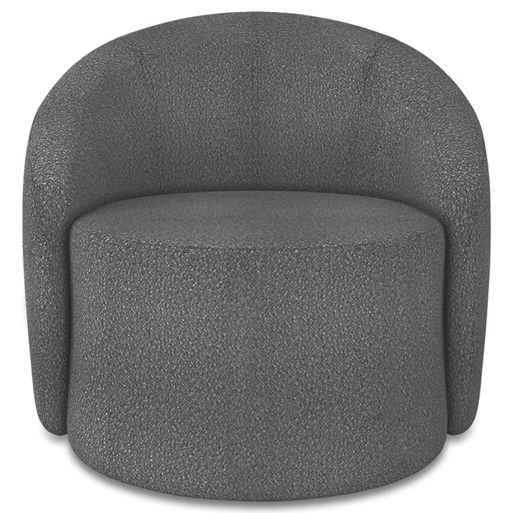 Poltrona Sala Decorativa Redonda Kit 2 Steve Boucle Grafite I01  - Mpozenato