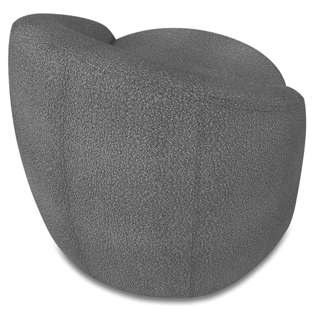 Poltrona Sala Decorativa Redonda Kit 2 Steve Boucle Grafite I01  - Mpozenato