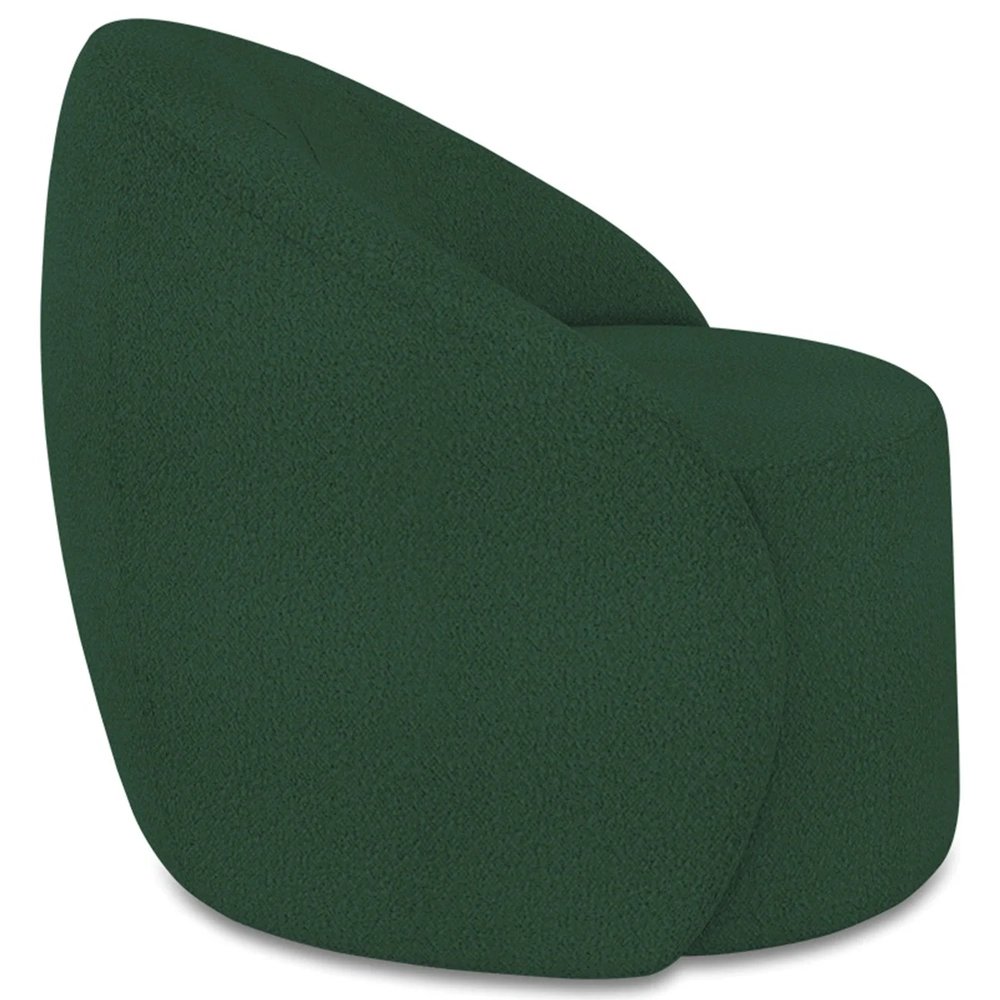 Poltrona Sala Giratória Redonda 91cm Steve Boucle Verde I01  - Mpozenato