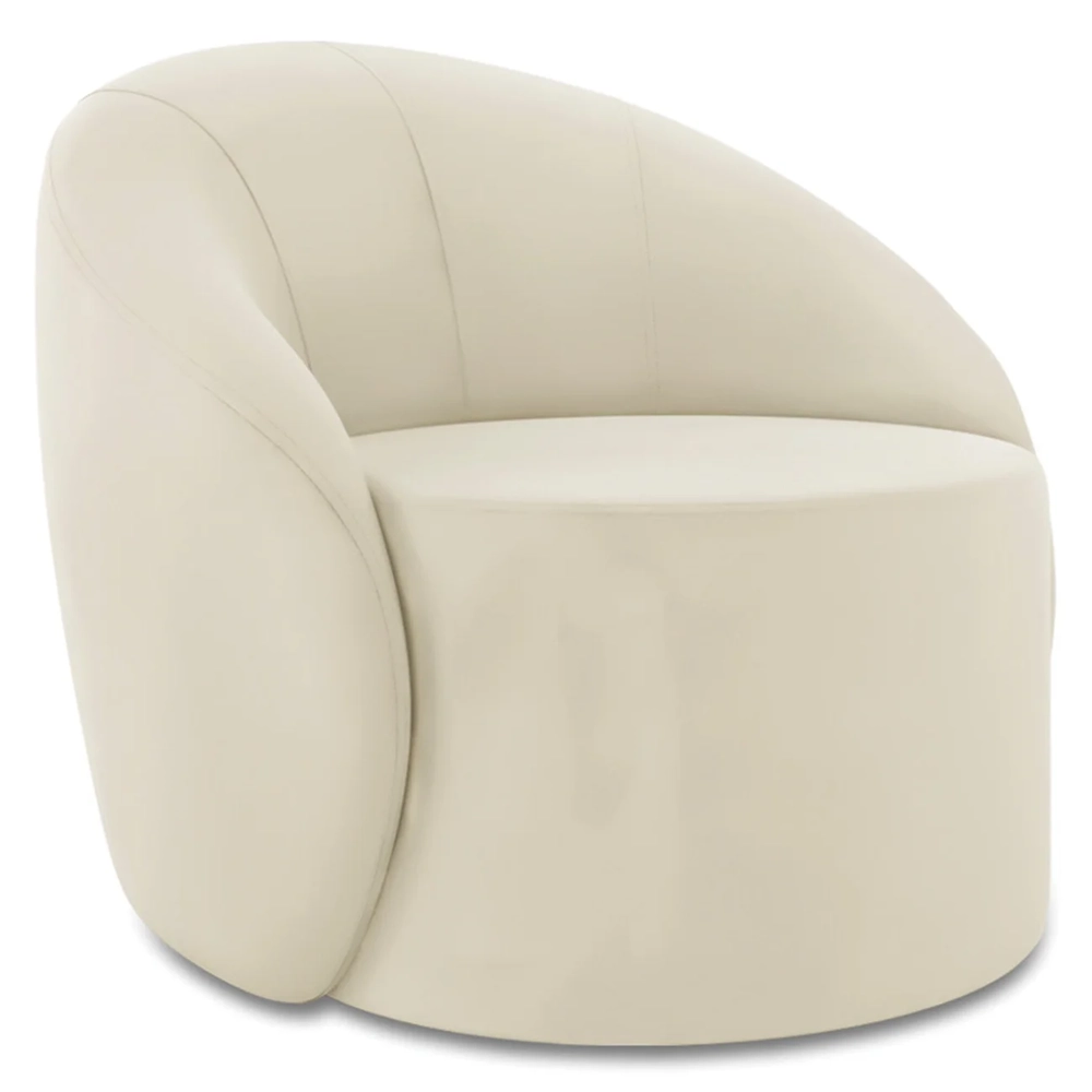 Poltrona Sala Decorativa Redonda Kit 2 Steve Veludo Bege I01  - Mpozenato