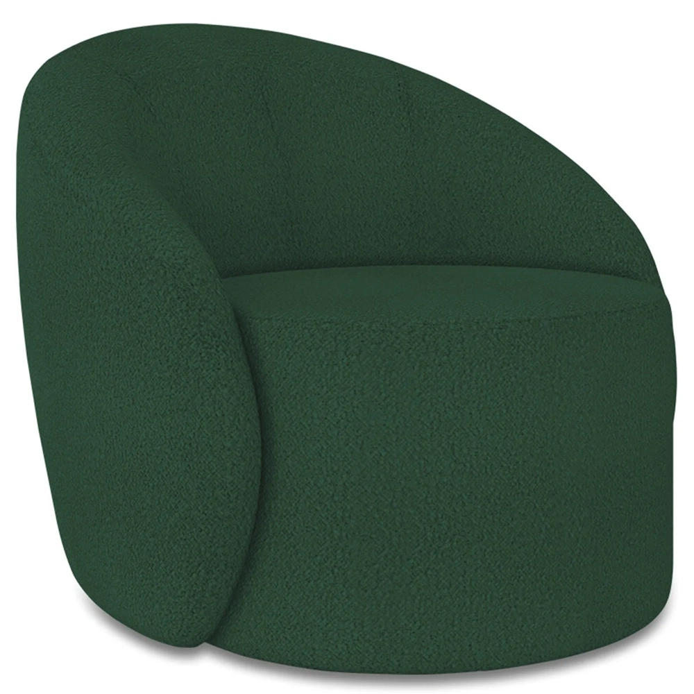 Poltrona Sala Decorativa Redonda Kit 2 Steve Boucle Verde I01  - Mpozenato