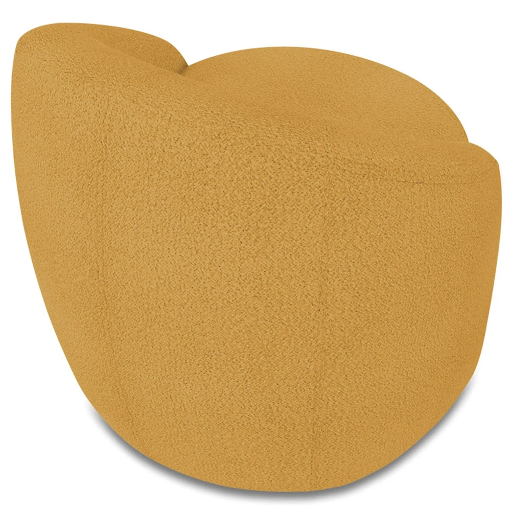 Poltrona Sala Decorativa Redonda Kit 2 Steve Boucle Mostarda I01  - Mpozenato