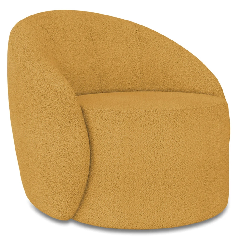 Poltrona Sala Decorativa Redonda Kit 2 Steve Boucle Mostarda I01  - Mpozenato