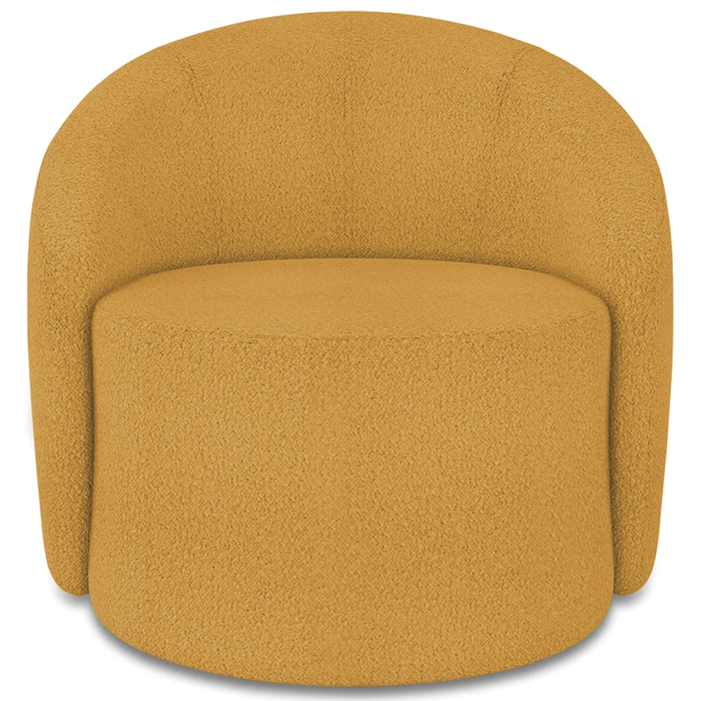 Poltrona Sala Decorativa Redonda Kit 2 Steve Boucle Mostarda I01  - Mpozenato