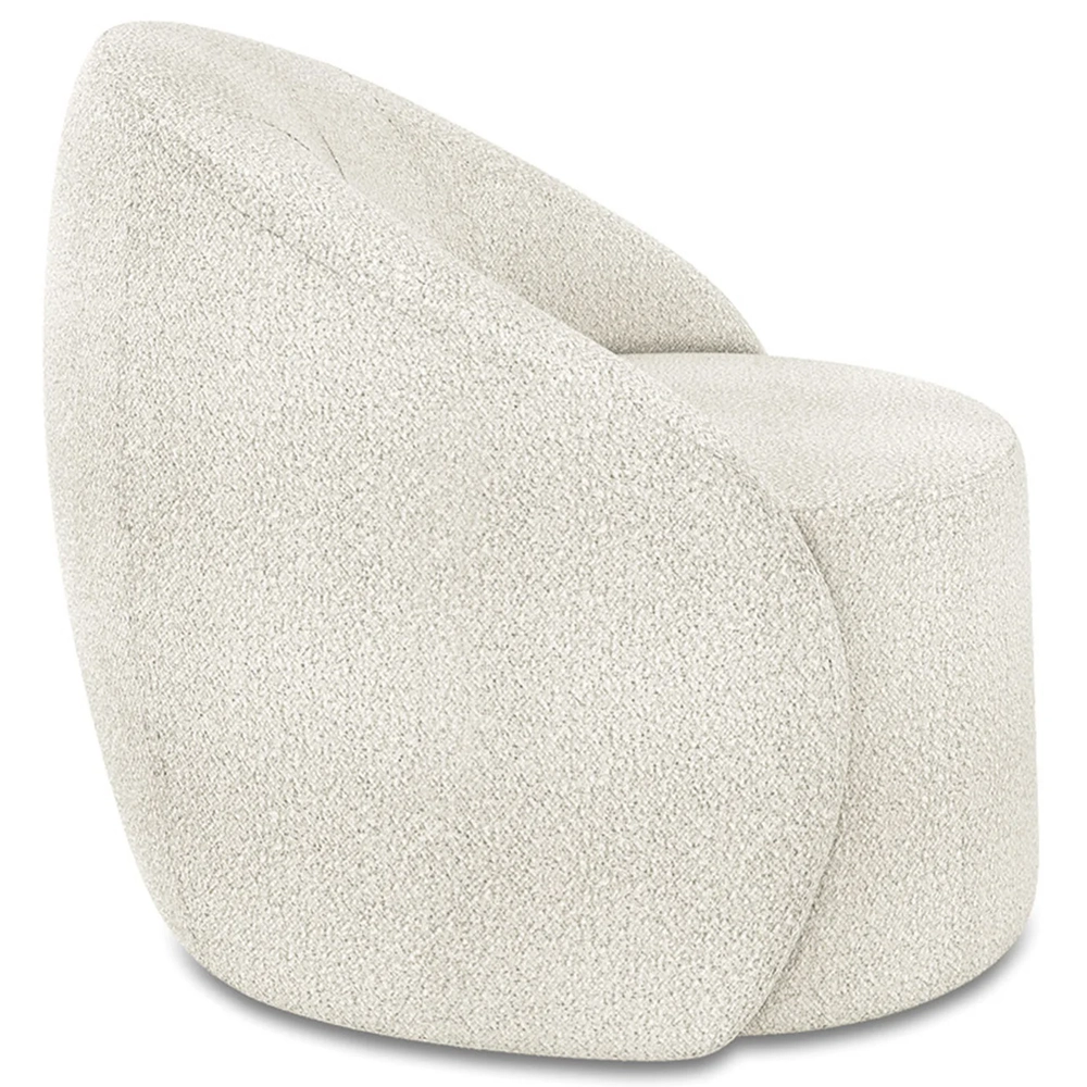 Poltrona Sala Giratória Redonda 91cm Steve Boucle Off White I01  - Mpozenato