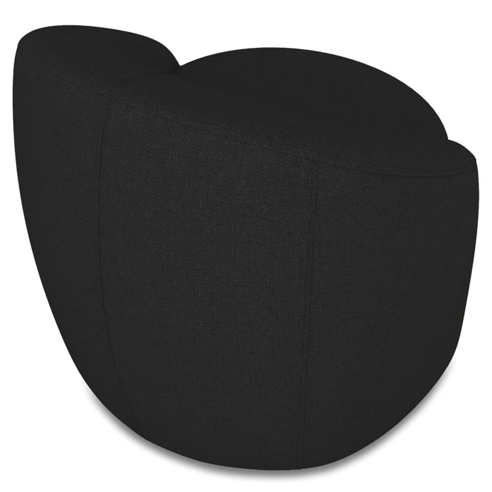 Poltrona Sala Decorativa Redonda 91cm Steve Linho Preto I01  - Mpozenato