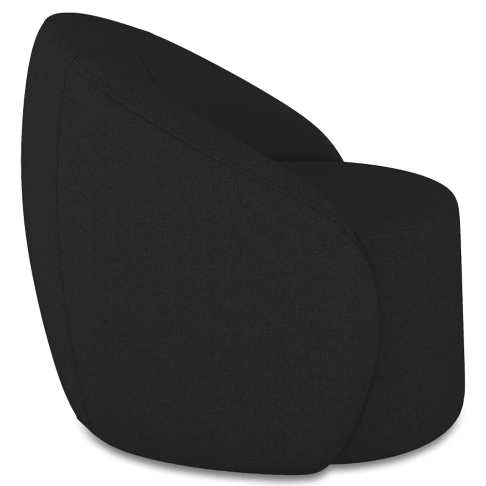 Poltrona Sala Decorativa Redonda 91cm Steve Linho Preto I01  - Mpozenato