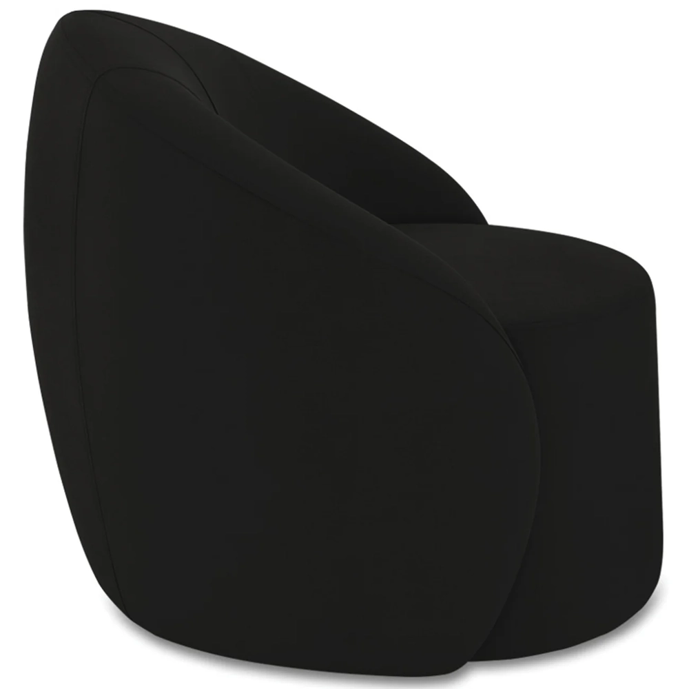 Poltrona Sala Decorativa Redonda 91cm Steve Suede Preto I01  - Mpozenato