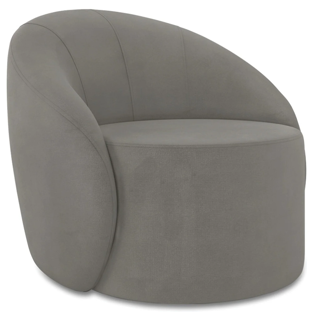 Poltrona Sala Giratória Redonda Kit 2 Steve Suede Grafite I01  - Mpozenato