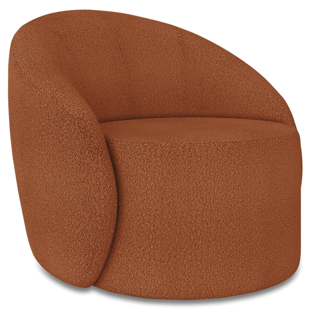 Poltrona Sala Decorativa Redonda Kit 2 Steve Boucle Terracota I01  - Mpozenato
