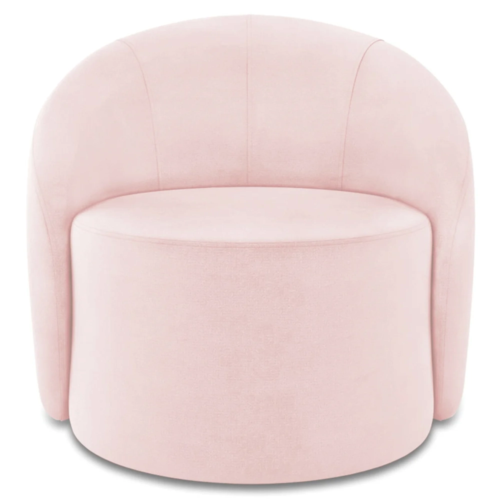 Poltrona Sala Decorativa Redonda 91cm Steve Suede Rosa Bebê I01  - Mpozenato