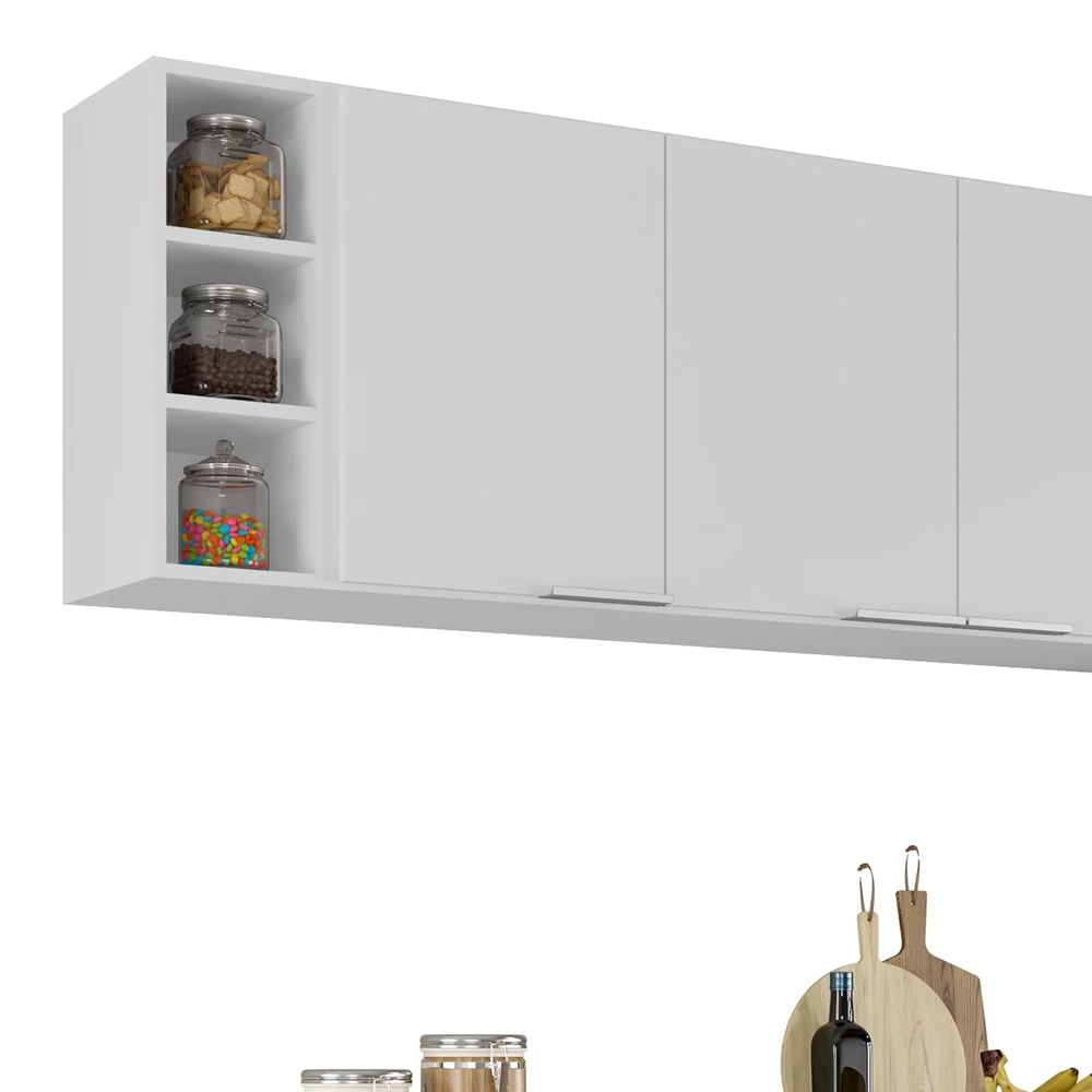 Armário de Cozinha CP12 e Tampo 118cm Pérola M24 Branco     - Mpozenato