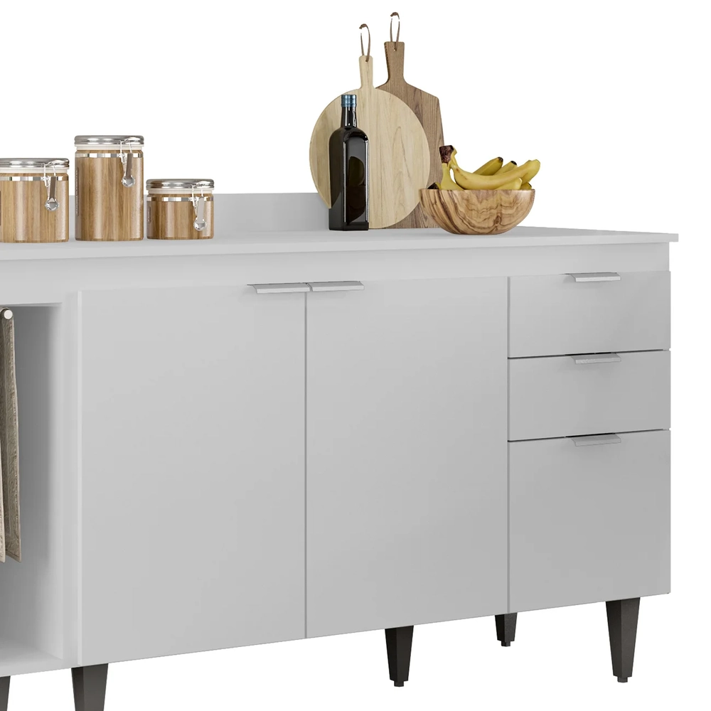 Armário de Cozinha CP12 e Tampo 118cm Pérola M24 Branco     - Mpozenato