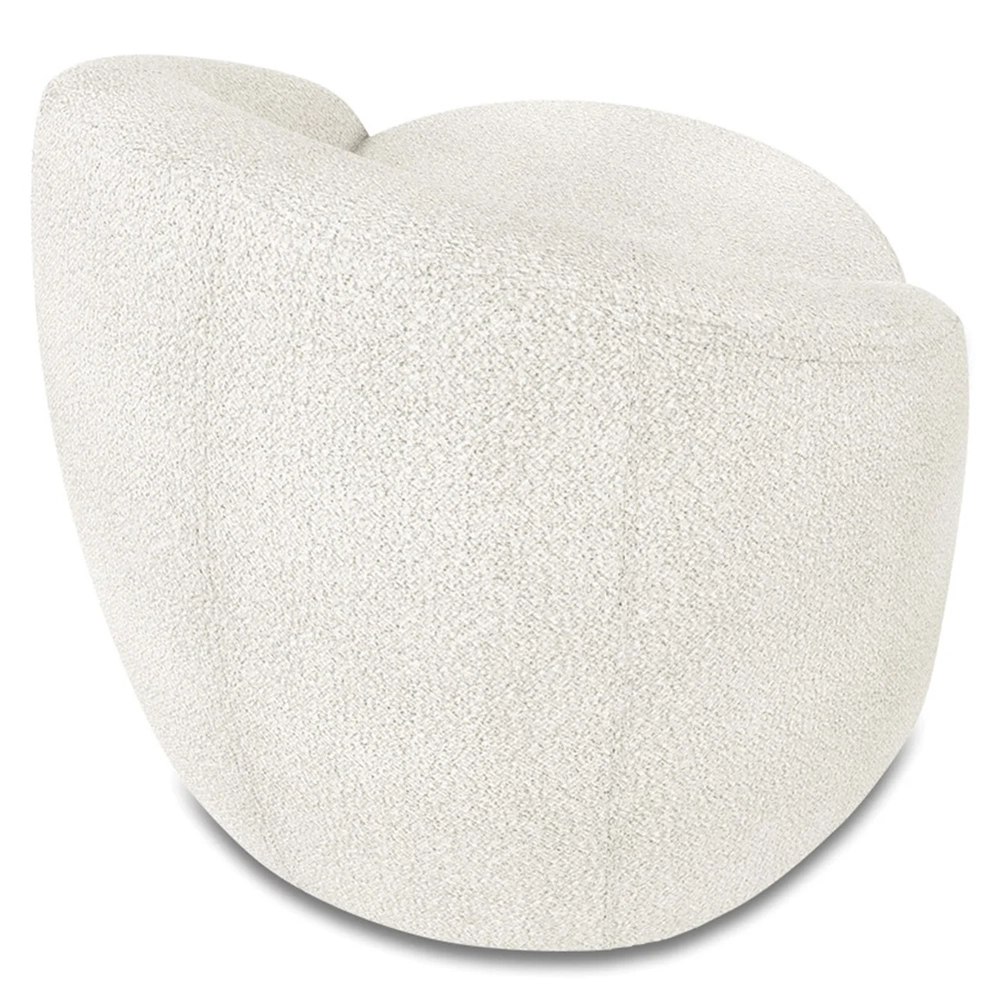 Poltrona Sala Decorativa Redonda Kit 2 Steve Boucle Off White I01  - Mpozenato