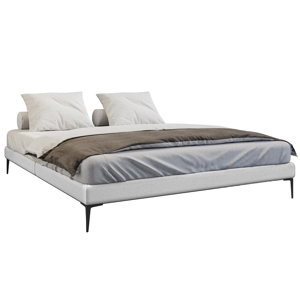 Cama King Base Box 193cm Pés de Ferro Susano Sintético Branco Z04 - Mpozenato