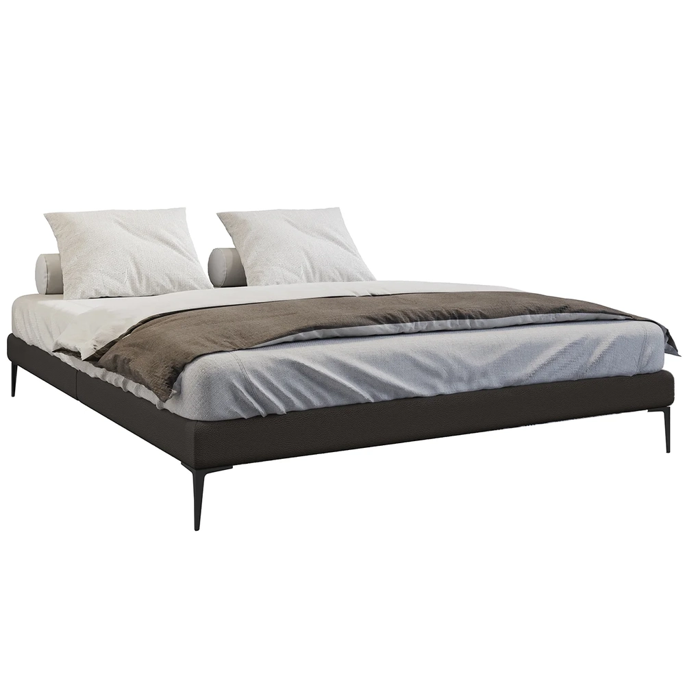 Cama King Base Box 193cm Pés de Ferro Susano Sintético Marrom Z04 - Mpozenato