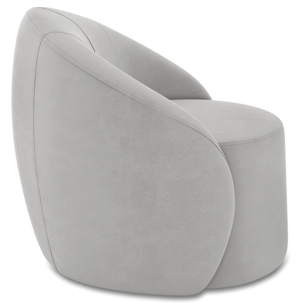 Poltrona Sala Decorativa Redonda Kit 2 Steve Suede Cinza I01  - Mpozenato