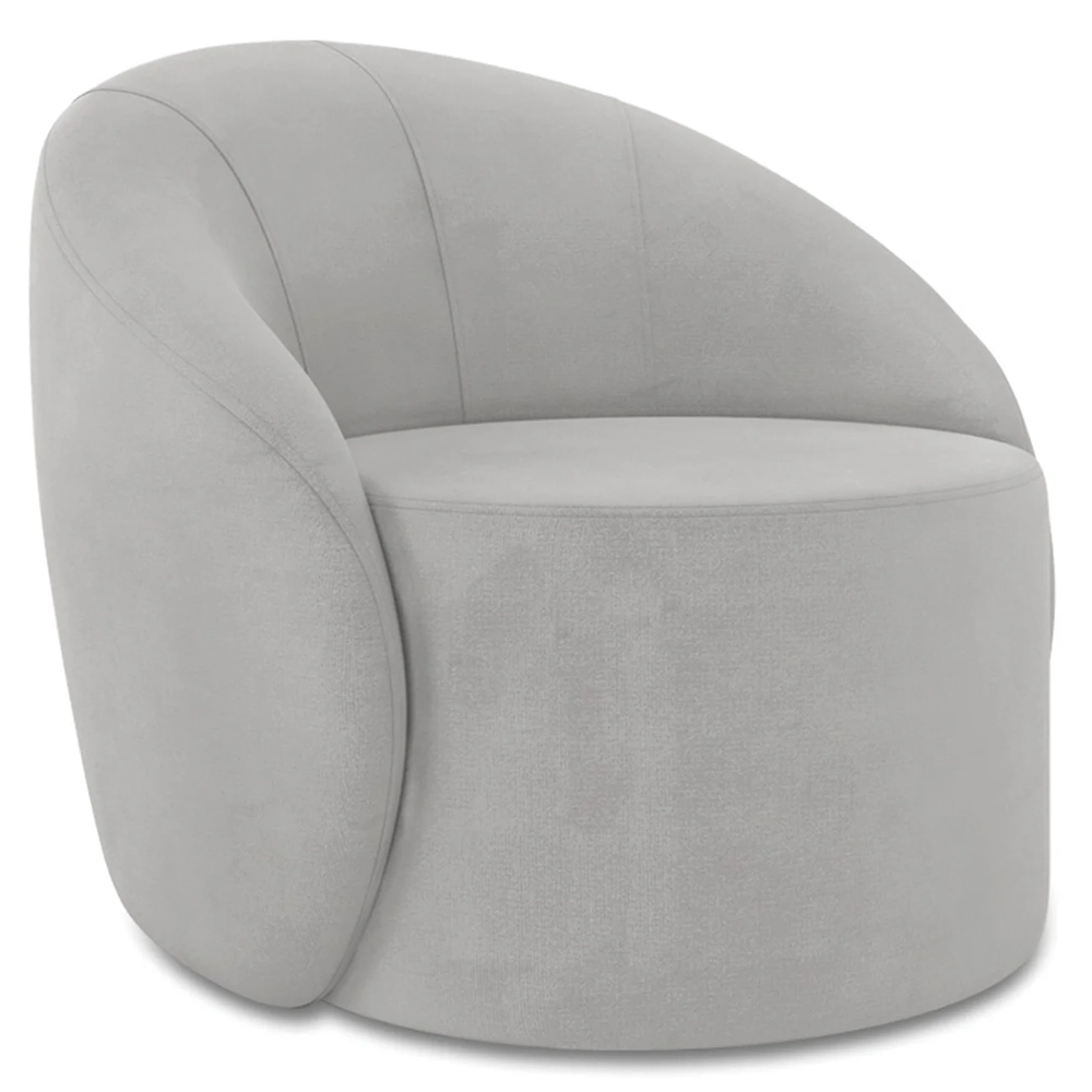 Poltrona Sala Decorativa Redonda Kit 2 Steve Suede Cinza I01  - Mpozenato