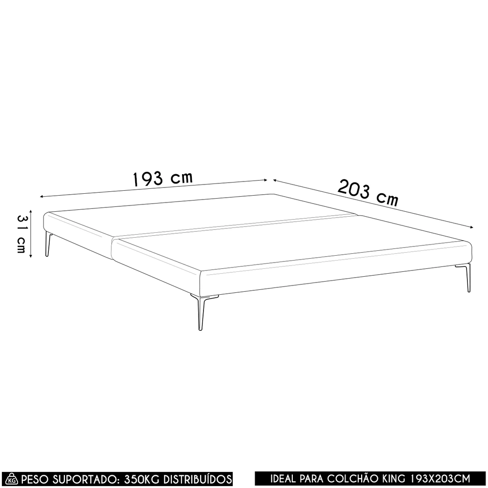 Cama King Base Box 193cm Pés de Ferro Susano Boucle Marrom Z04 - Mpozenato