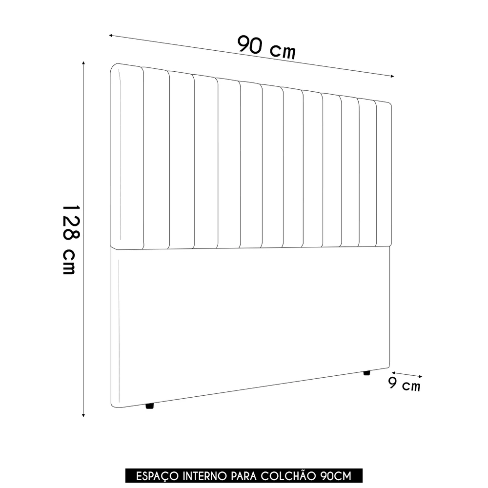 Cabeceira Cama Box Solteiro 90cm Estofada Plutus Linho Mescla Z04 - Mpozenato