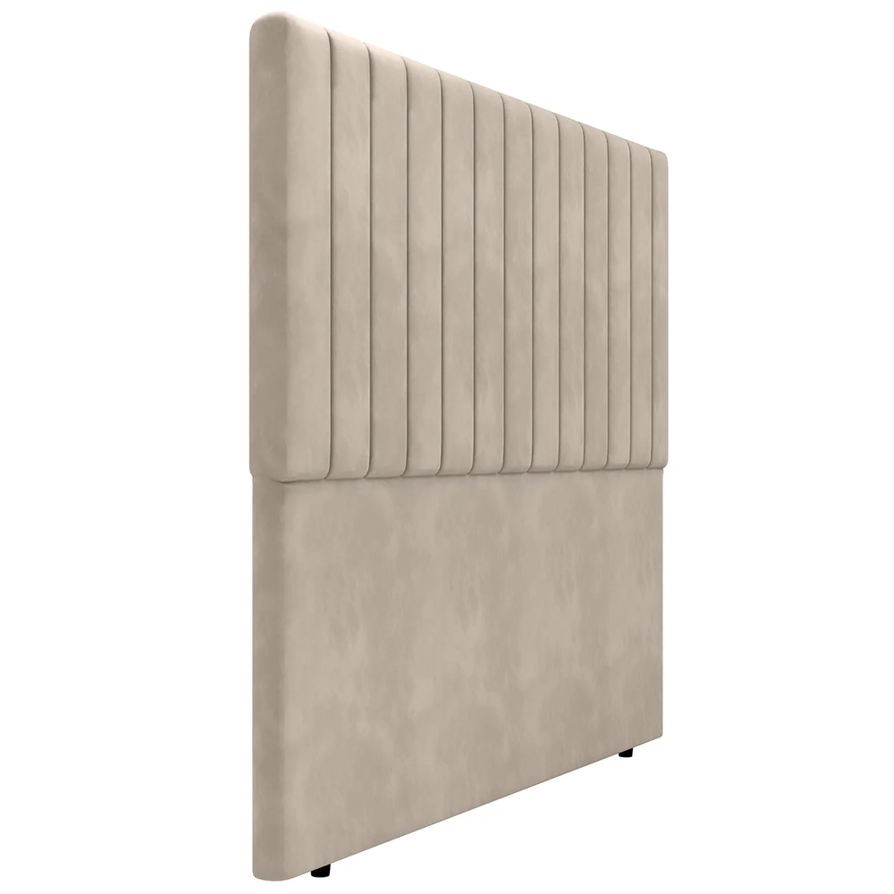 Cabeceira Cama Box Casal 140cm Estofada Plutus Veludo Bege Z04 - Mpozenato 