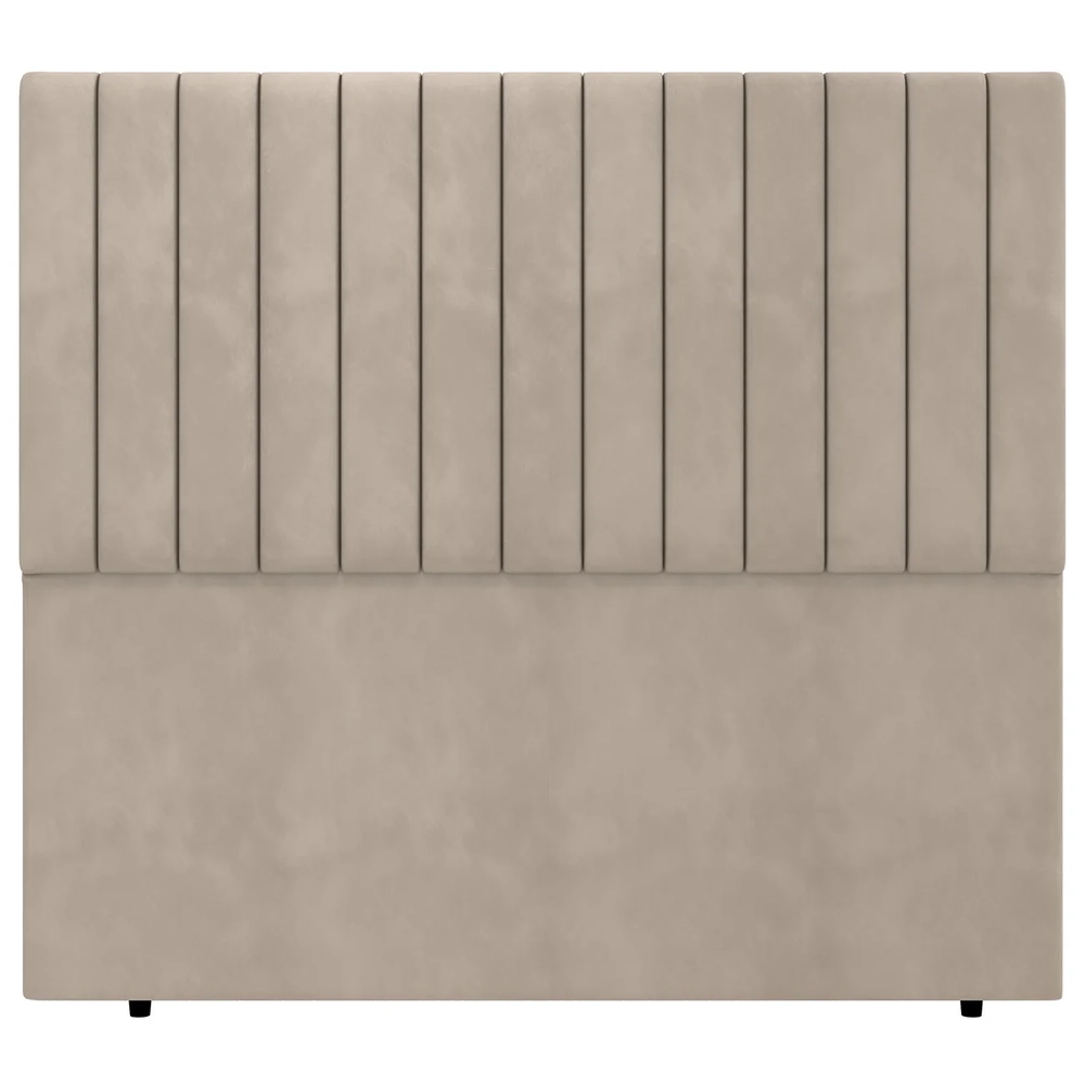 Cabeceira Cama Box Queen 160cm Estofada Plutus Veludo Bege Z04 - Mpozenato 