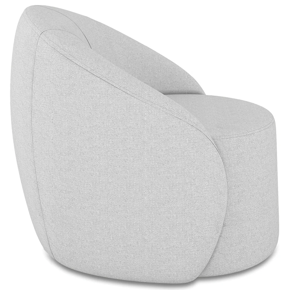 Poltrona Sala Decorativa Redonda 91cm Steve Linho Cinza I01  - Mpozenato