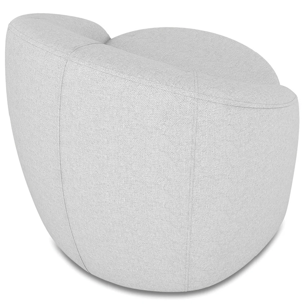 Poltrona Sala Decorativa Redonda 91cm Steve Linho Cinza I01  - Mpozenato