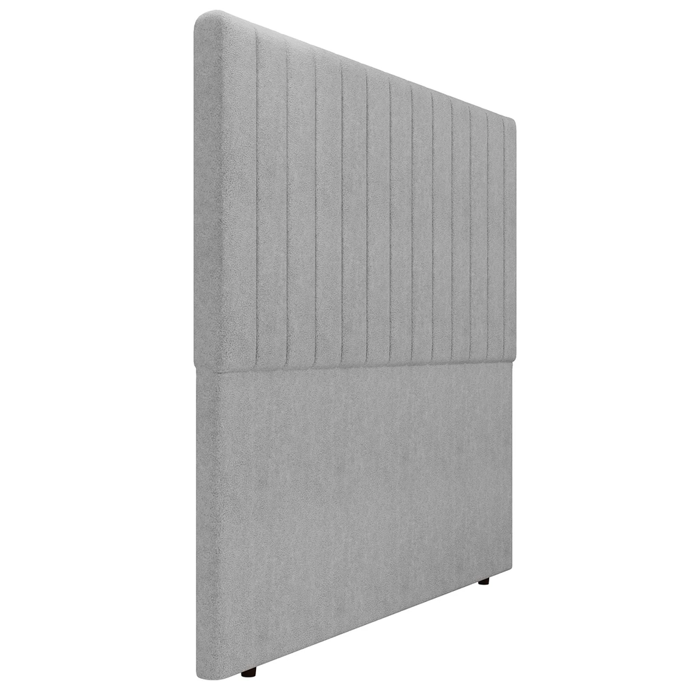 Cabeceira Cama Box King 193cm Estofada Plutus Boucle Cinza Z04 - Mpozenato