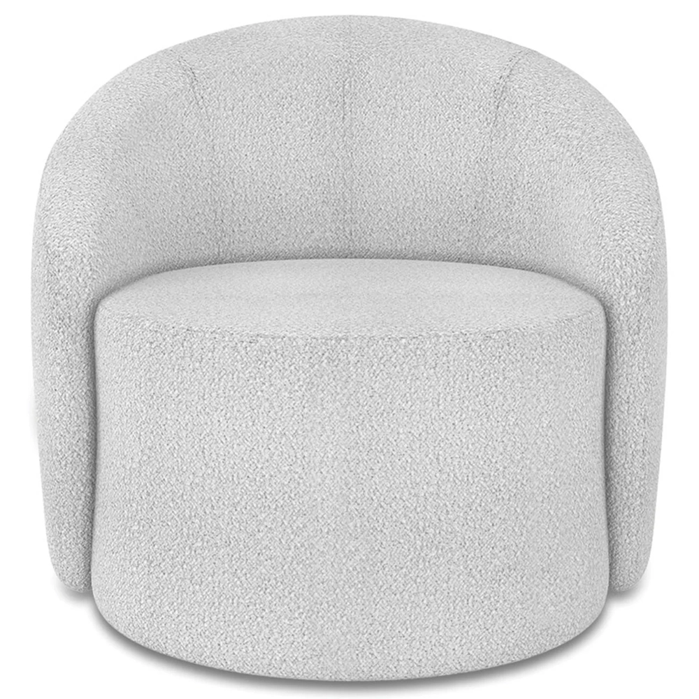 Poltrona Sala Decorativa Redonda 91cm Steve Boucle Cinza I01  - Mpozenato