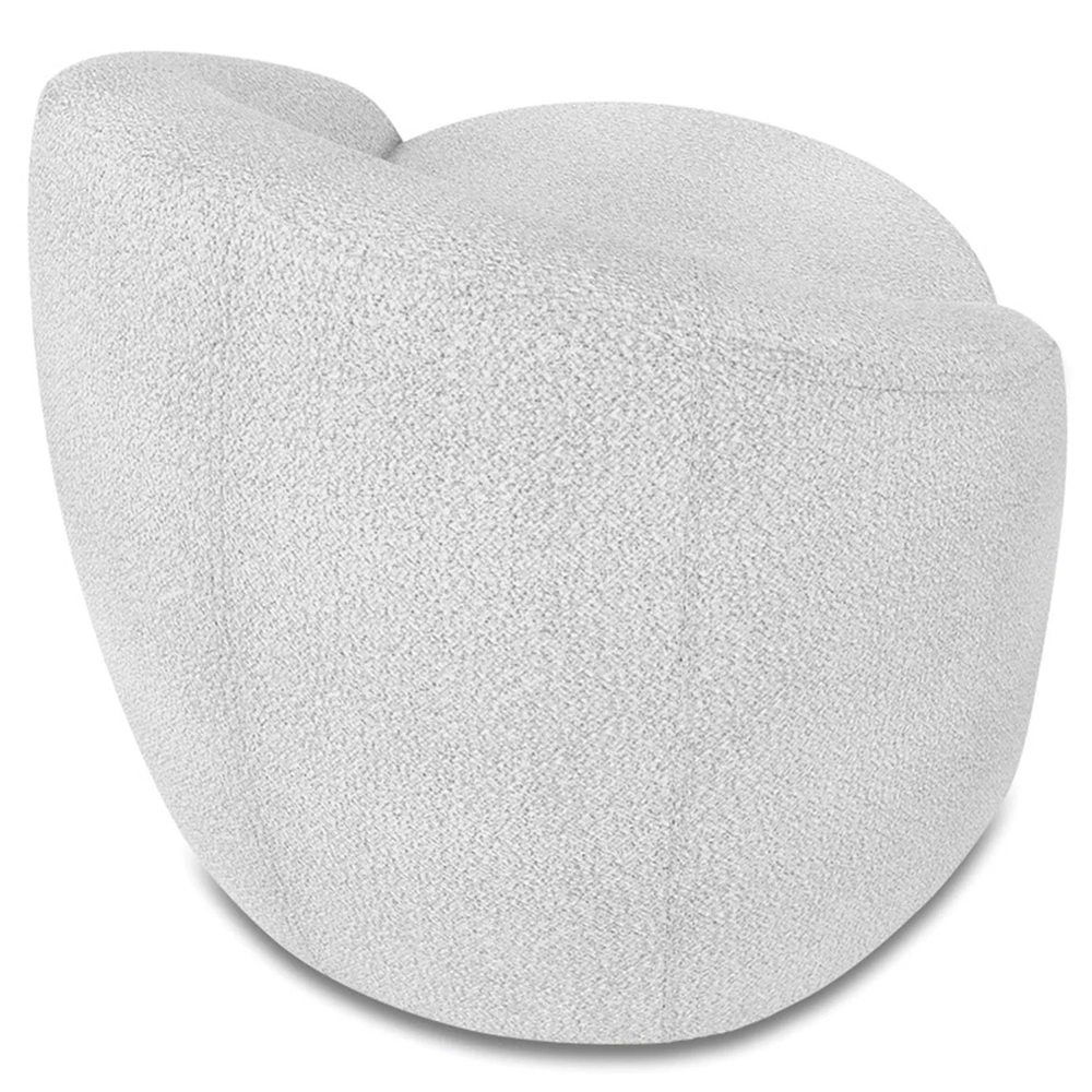 Poltrona Sala Decorativa Redonda 91cm Steve Boucle Cinza I01  - Mpozenato